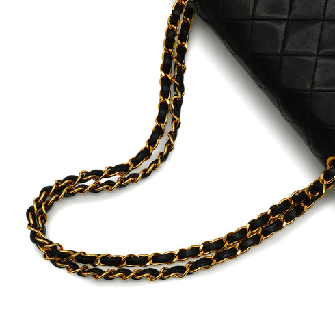 VINTAGE CHANEL CLASSIC FLAP MEDIUM CHAIN SHOULDER BAG BLACK LAMB SKIN GOLD HARDWARE 90341857