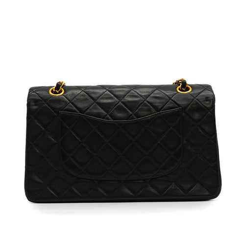 VINTAGE CHANEL CLASSIC FLAP MEDIUM CHAIN SHOULDER BAG BLACK LAMB SKIN GOLD HARDWARE 90341858