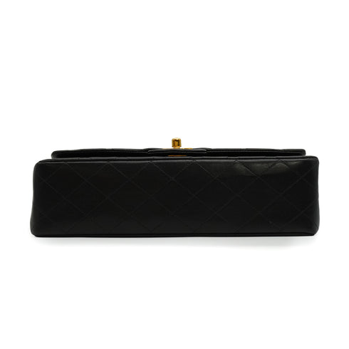 VINTAGE CHANEL CLASSIC FLAP MEDIUM CHAIN SHOULDER BAG BLACK LAMB SKIN GOLD HARDWARE 90341858