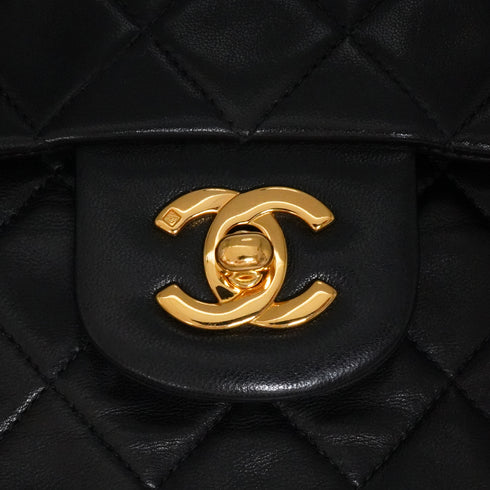 VINTAGE CHANEL CLASSIC FLAP MEDIUM CHAIN SHOULDER BAG BLACK LAMB SKIN GOLD HARDWARE 90341858