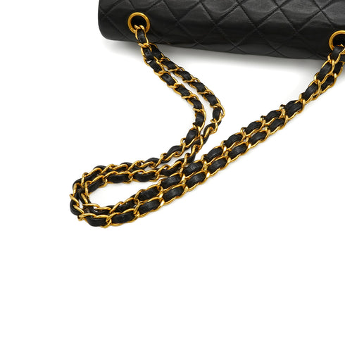 VINTAGE CHANEL CLASSIC FLAP MEDIUM CHAIN SHOULDER BAG BLACK LAMB SKIN GOLD HARDWARE 90341858