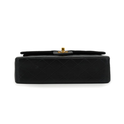 VINTAGE CHANEL CLASSIC FLAP MEDIUM CHAIN SHOULDER BAG BLACK LAMB SKIN GOLD HARDWARE 90342590