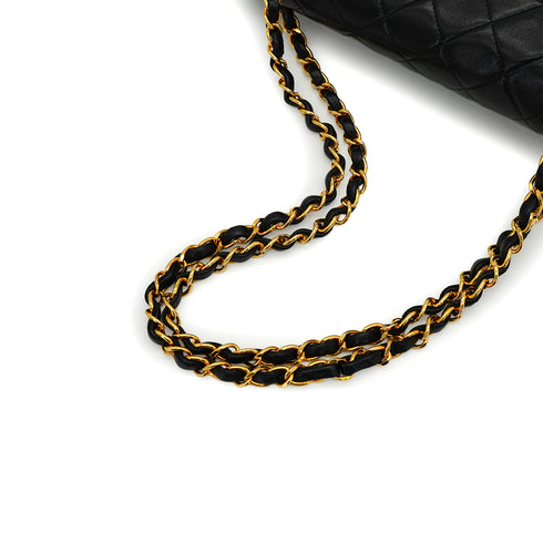 VINTAGE CHANEL CLASSIC FLAP MEDIUM CHAIN SHOULDER BAG BLACK LAMB SKIN GOLD HARDWARE 90342590