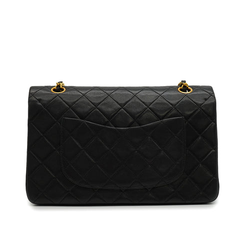 VINTAGE CHANEL CLASSIC FLAP MEDIUM CHAIN SHOULDER BAG BLACK LAMB SKIN GOLD HARDWARE 90343408