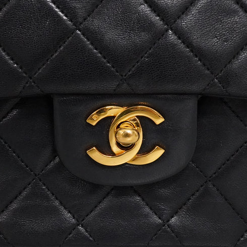 VINTAGE CHANEL CLASSIC FLAP MEDIUM CHAIN SHOULDER BAG BLACK LAMB SKIN GOLD HARDWARE 90343408