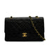 VINTAGE CHANEL CLASSIC FLAP MEDIUM CHAIN SHOULDER BAG BLACK LAMB SKIN GOLD HARDWARE 90343612
