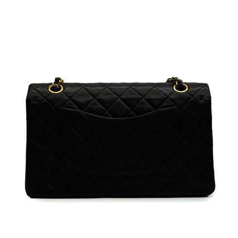 VINTAGE CHANEL CLASSIC FLAP MEDIUM CHAIN SHOULDER BAG BLACK LAMB SKIN GOLD HARDWARE 90343612