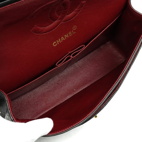 VINTAGE CHANEL CLASSIC FLAP MEDIUM CHAIN SHOULDER BAG BLACK LAMB SKIN GOLD HARDWARE 90343612