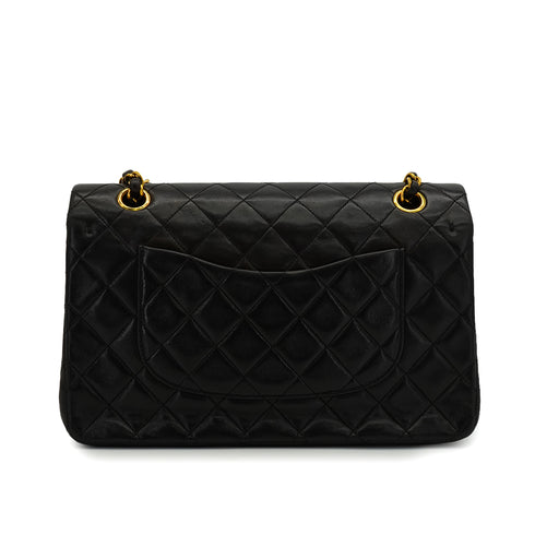 VINTAGE CHANEL CLASSIC FLAP MEDIUM CHAIN SHOULDER BAG BLACK LAMB SKIN GOLD HARDWARE 90343625