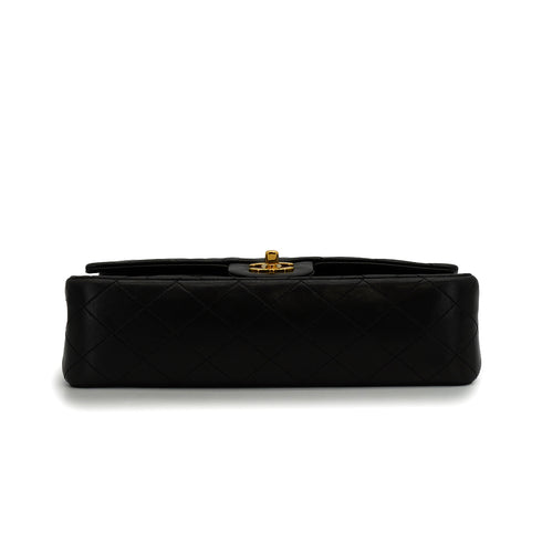 VINTAGE CHANEL CLASSIC FLAP MEDIUM CHAIN SHOULDER BAG BLACK LAMB SKIN GOLD HARDWARE 90343625