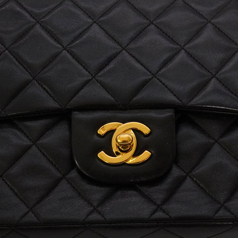 VINTAGE CHANEL CLASSIC FLAP MEDIUM CHAIN SHOULDER BAG BLACK LAMB SKIN GOLD HARDWARE 90343625