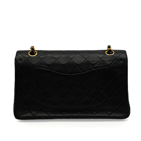 VINTAGE CHANEL CLASSIC FLAP MEDIUM CHAIN SHOULDER BAG BLACK LAMB SKIN GOLD HARDWARE 90343860