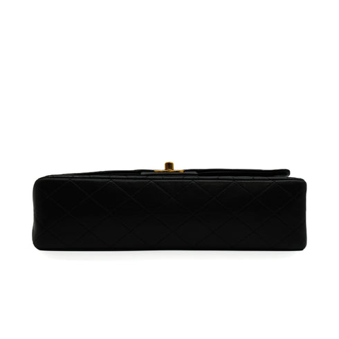 VINTAGE CHANEL CLASSIC FLAP MEDIUM CHAIN SHOULDER BAG BLACK LAMB SKIN GOLD HARDWARE 90343860