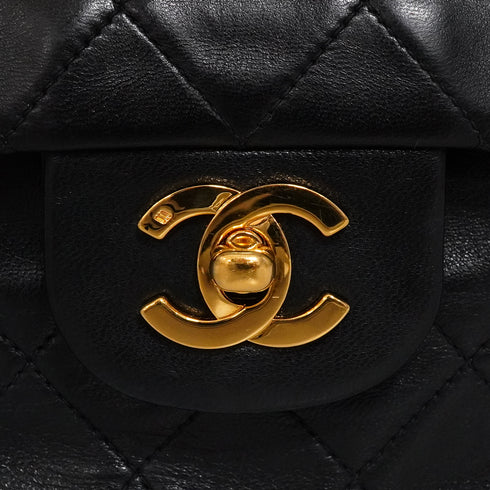 VINTAGE CHANEL CLASSIC FLAP MEDIUM CHAIN SHOULDER BAG BLACK LAMB SKIN GOLD HARDWARE 90343860