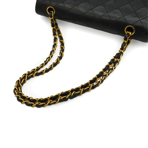 VINTAGE CHANEL CLASSIC FLAP MEDIUM CHAIN SHOULDER BAG BLACK LAMB SKIN GOLD HARDWARE 90343860