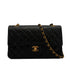 VINTAGE CHANEL CLASSIC FLAP MEDIUM CHAIN SHOULDER BAG BLACK LAMB SKIN GOLD HARDWARE 90343913