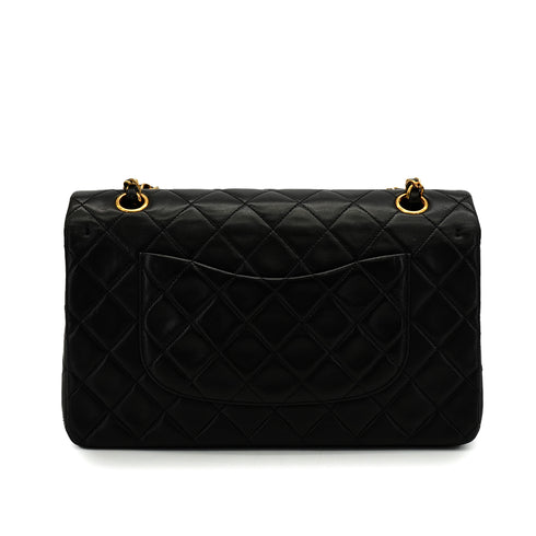 VINTAGE CHANEL CLASSIC FLAP MEDIUM CHAIN SHOULDER BAG BLACK LAMB SKIN GOLD HARDWARE 90343913