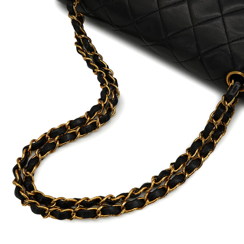 VINTAGE CHANEL CLASSIC FLAP MEDIUM CHAIN SHOULDER BAG BLACK LAMB SKIN GOLD HARDWARE 90343913