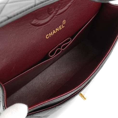 VINTAGE CHANEL CLASSIC FLAP MEDIUM CHAIN SHOULDER BAG BLACK LAMB SKIN GOLD HARDWARE 90343913