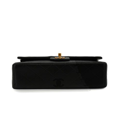 VINTAGE CHANEL CLASSIC FLAP MEDIUM CHAIN SHOULDER BAG BLACK LAMB SKIN GOLD HARDWARE 90343945