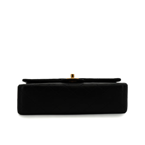VINTAGE CHANEL CLASSIC FLAP MEDIUM CHAIN SHOULDER BAG BLACK LAMB SKIN GOLD HARDWARE 90343946