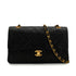 VINTAGE CHANEL CLASSIC FLAP MEDIUM CHAIN SHOULDER BAG BLACK LAMB SKIN GOLD HARDWARE 90343946