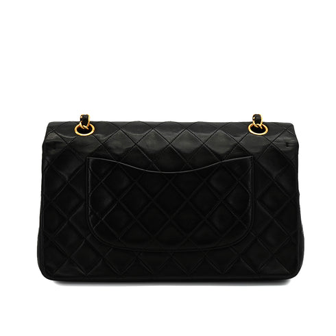 VINTAGE CHANEL CLASSIC FLAP MEDIUM CHAIN SHOULDER BAG BLACK LAMB SKIN GOLD HARDWARE 90343950
