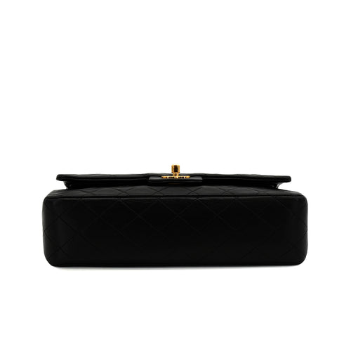 VINTAGE CHANEL CLASSIC FLAP MEDIUM CHAIN SHOULDER BAG BLACK LAMB SKIN GOLD HARDWARE 90343950