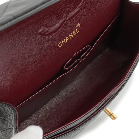 VINTAGE CHANEL CLASSIC FLAP MEDIUM CHAIN SHOULDER BAG BLACK LAMB SKIN GOLD HARDWARE 90343950