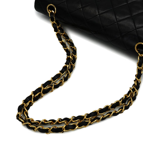 VINTAGE CHANEL CLASSIC FLAP MEDIUM CHAIN SHOULDER BAG BLACK LAMB SKIN GOLD HARDWARE 90343959