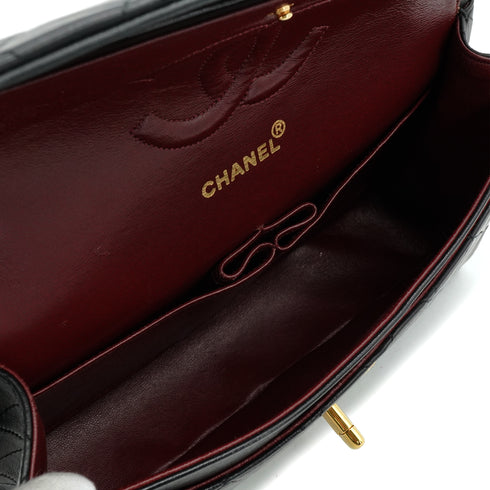VINTAGE CHANEL CLASSIC FLAP MEDIUM CHAIN SHOULDER BAG BLACK LAMB SKIN GOLD HARDWARE 90343959