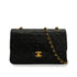 VINTAGE CHANEL CLASSIC FLAP MEDIUM CHAIN SHOULDER BAG BLACK LAMB SKIN GOLD HARDWARE 90344100