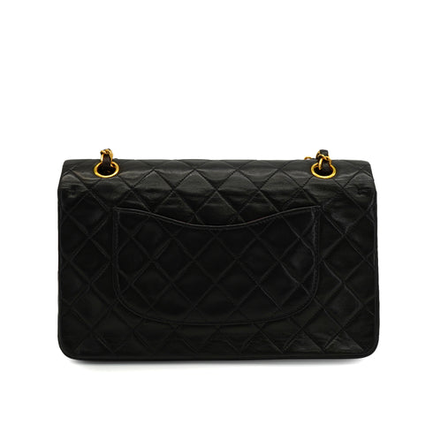 VINTAGE CHANEL CLASSIC FLAP MEDIUM CHAIN SHOULDER BAG BLACK LAMB SKIN GOLD HARDWARE 90344100