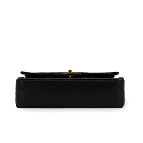 VINTAGE CHANEL CLASSIC FLAP MEDIUM CHAIN SHOULDER BAG BLACK LAMB SKIN GOLD HARDWARE 90344443