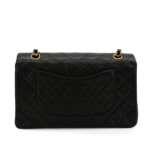VINTAGE CHANEL CLASSIC FLAP MEDIUM CHAIN SHOULDER BAG BLACK LAMB SKIN GOLD HARDWARE 90344448