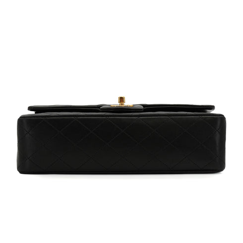 VINTAGE CHANEL CLASSIC FLAP MEDIUM CHAIN SHOULDER BAG BLACK LAMB SKIN GOLD HARDWARE 90344448