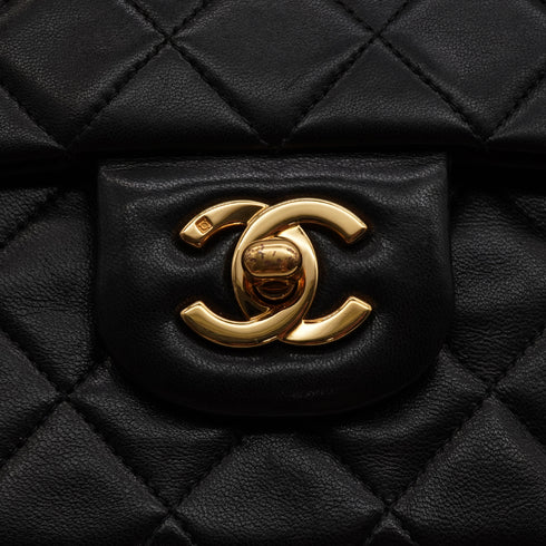 VINTAGE CHANEL CLASSIC FLAP MEDIUM CHAIN SHOULDER BAG BLACK LAMB SKIN GOLD HARDWARE 90344448