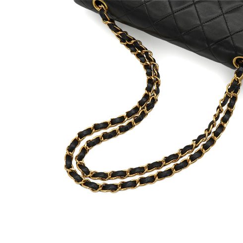 VINTAGE CHANEL CLASSIC FLAP MEDIUM CHAIN SHOULDER BAG BLACK LAMB SKIN GOLD HARDWARE 90344448