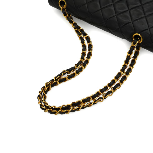 VINTAGE CHANEL CLASSIC FLAP MEDIUM CHAIN SHOULDER BAG BLACK LAMB SKIN GOLD HARDWARE 90344579