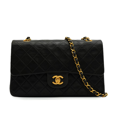 VINTAGE CHANEL CLASSIC FLAP MEDIUM CHAIN SHOULDER BAG BLACK LAMB SKIN GOLD HARDWARE 90345157