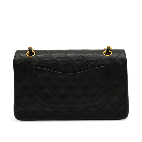 VINTAGE CHANEL CLASSIC FLAP MEDIUM CHAIN SHOULDER BAG BLACK LAMB SKIN GOLD HARDWARE 90345157