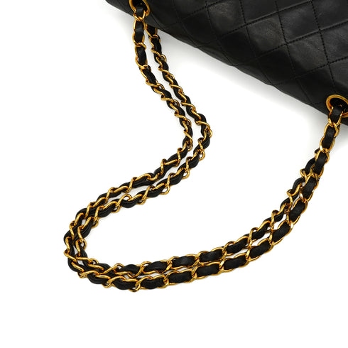 VINTAGE CHANEL CLASSIC FLAP MEDIUM CHAIN SHOULDER BAG BLACK LAMB SKIN GOLD HARDWARE 90345157