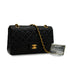 VINTAGE CHANEL CLASSIC FLAP MEDIUM CHAIN SHOULDER BAG BLACK LAMB SKIN GOLD HARDWARE 90346097