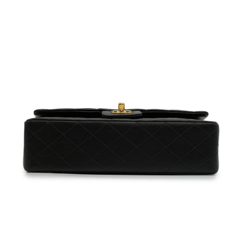VINTAGE CHANEL CLASSIC FLAP MEDIUM CHAIN SHOULDER BAG BLACK LAMB SKIN GOLD HARDWARE 90346097