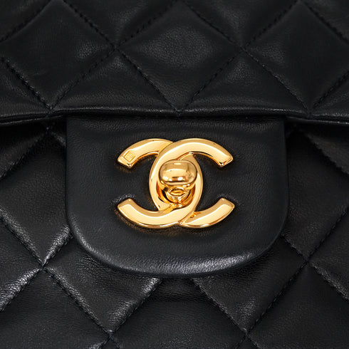 VINTAGE CHANEL CLASSIC FLAP MEDIUM CHAIN SHOULDER BAG BLACK LAMB SKIN GOLD HARDWARE 90346097