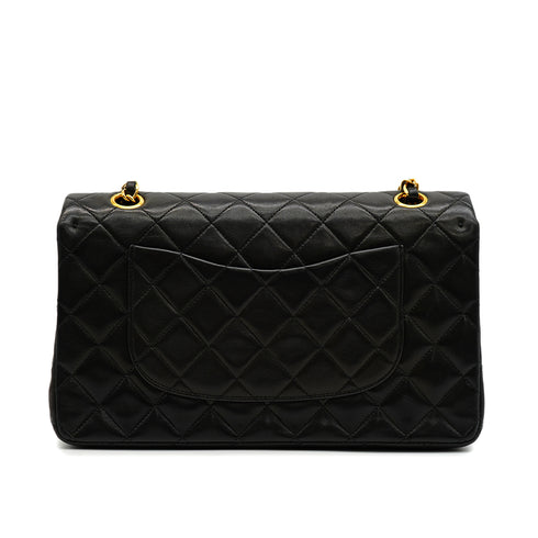 VINTAGE CHANEL CLASSIC FLAP MEDIUM CHAIN SHOULDER BAG BLACK LAMB SKIN GOLD HARDWARE 90346113