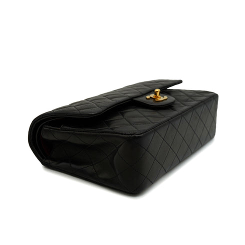 VINTAGE CHANEL CLASSIC FLAP MEDIUM CHAIN SHOULDER BAG BLACK LAMB SKIN GOLD HARDWARE 90346113