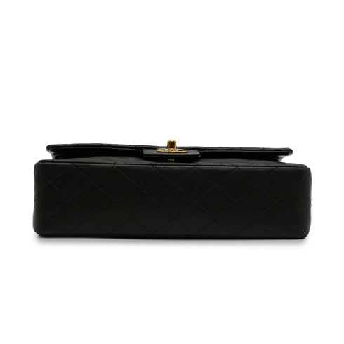 VINTAGE CHANEL CLASSIC FLAP MEDIUM CHAIN SHOULDER BAG BLACK LAMB SKIN GOLD HARDWARE 90346113