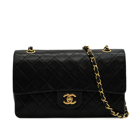 VINTAGE CHANEL CLASSIC FLAP MEDIUM CHAIN SHOULDER BAG BLACK LAMB SKIN GOLD HARDWARE 90346117