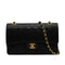 VINTAGE CHANEL CLASSIC FLAP MEDIUM CHAIN SHOULDER BAG BLACK LAMB SKIN GOLD HARDWARE 90346117